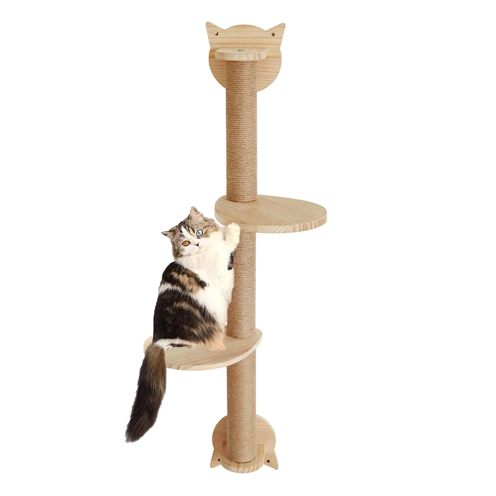 Arranhador de Sisal para Gatos com 2 Poleiros Montáveis na Parede - Image 2
