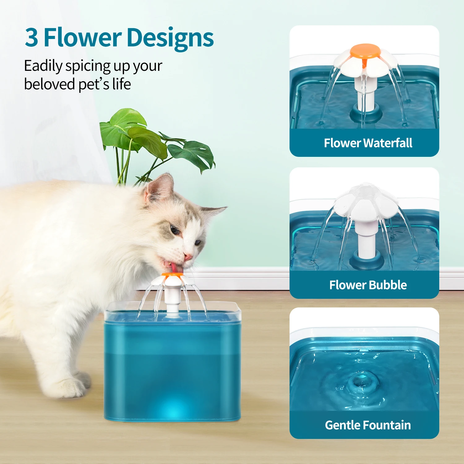 Bebedouro Fonte para Gatos e Cães Pequenos 2 L com Filtro de Carvão - Image 2