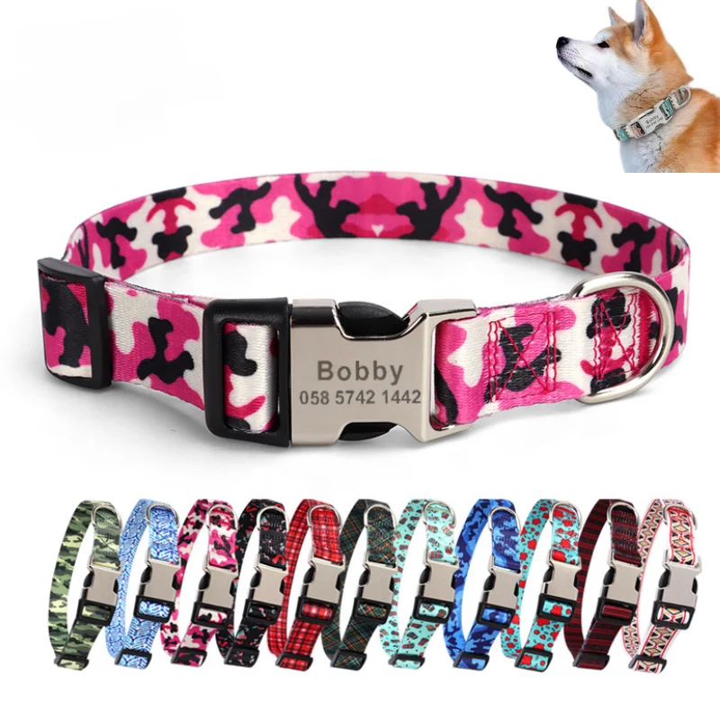 coleira personalizada para cães de nylon