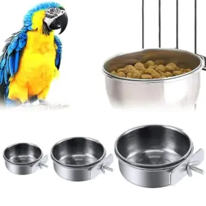 comedouro para pássaros de aço inoxidável