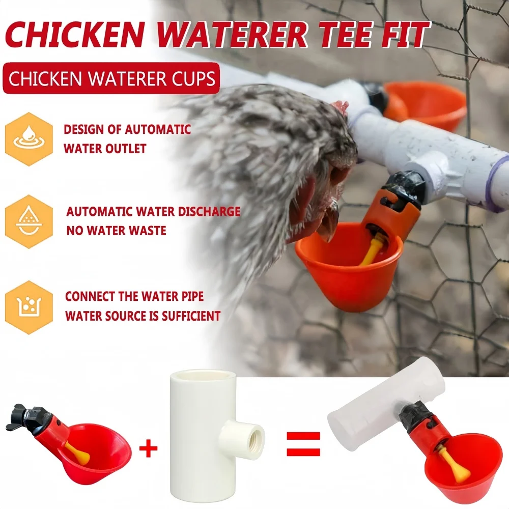 Bebedouro Automático para Aves com Conector em T e Gatilho Amarelo - Imagem 4