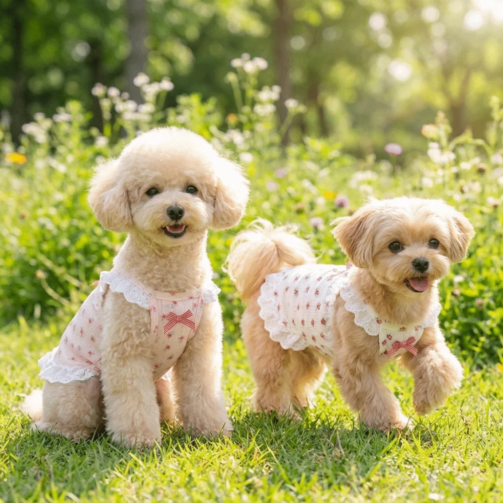 Colete Camisola Floral para Cães e Gatos com Renda e Manga Borboleta - Image 2