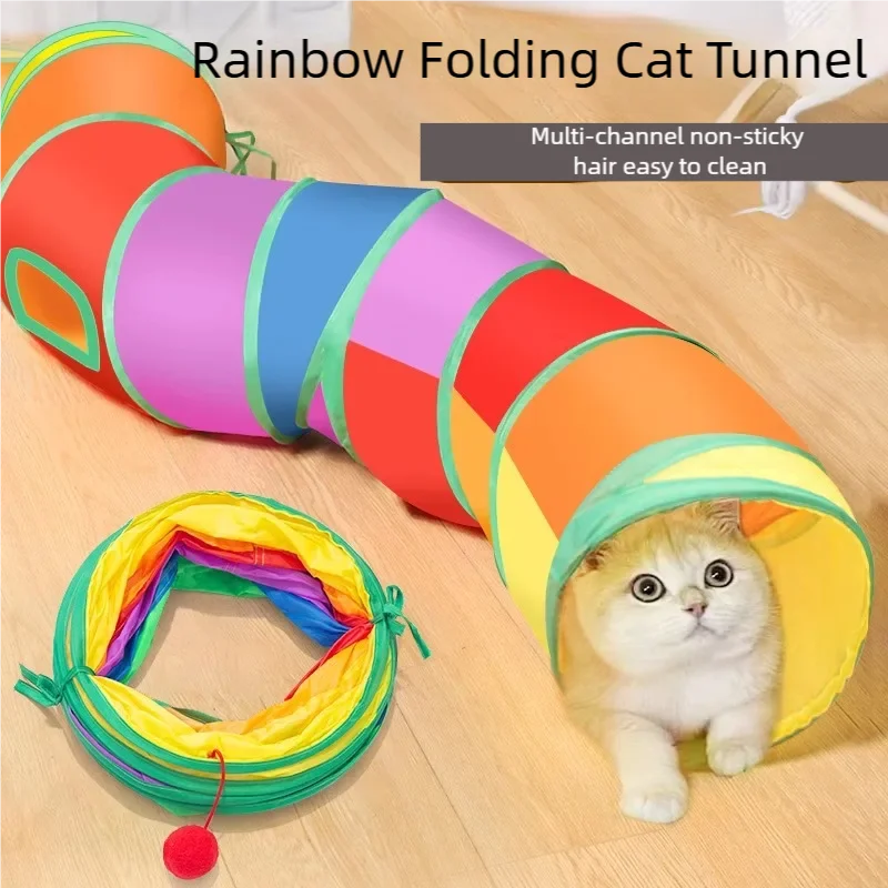 Túnel Interativo para Gatos Dobrável e Portátil Azul - Image 2