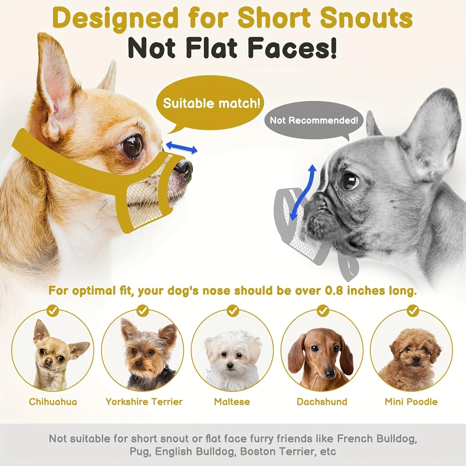 Focinheira de Malha para Cães de Focinho Curto Pequenos e Médios - Imagem 3
