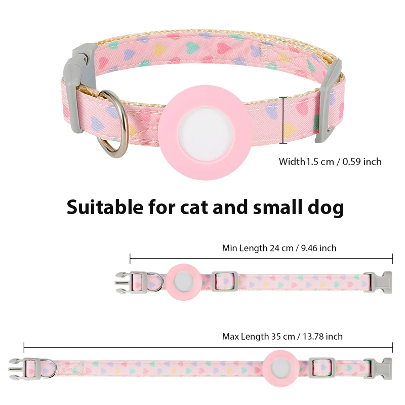 Coleira para Cães e Gatos Pequenos Ajustável com Estampa de Coração - Imagem 2