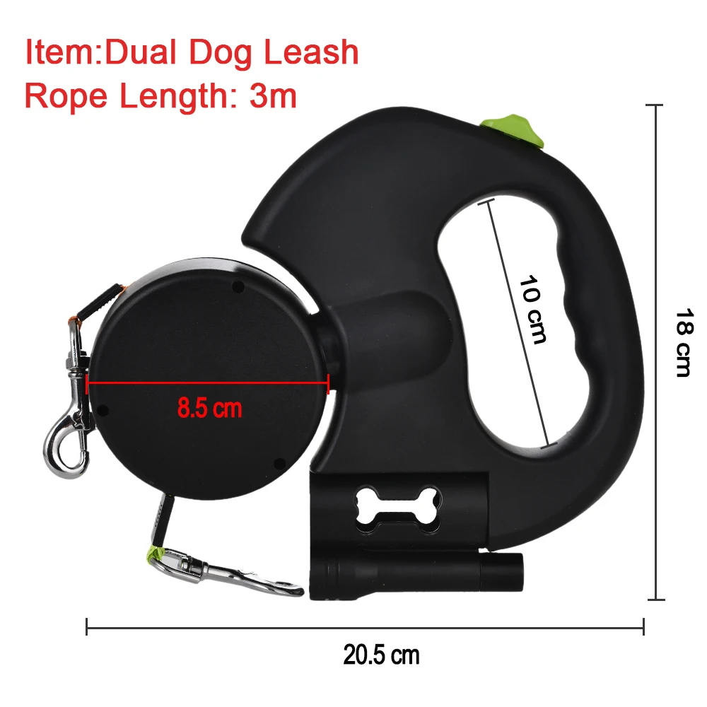 Coleira Dupla Retrátil para Cães com Lanterna e Faixa Refletiva - Image 6