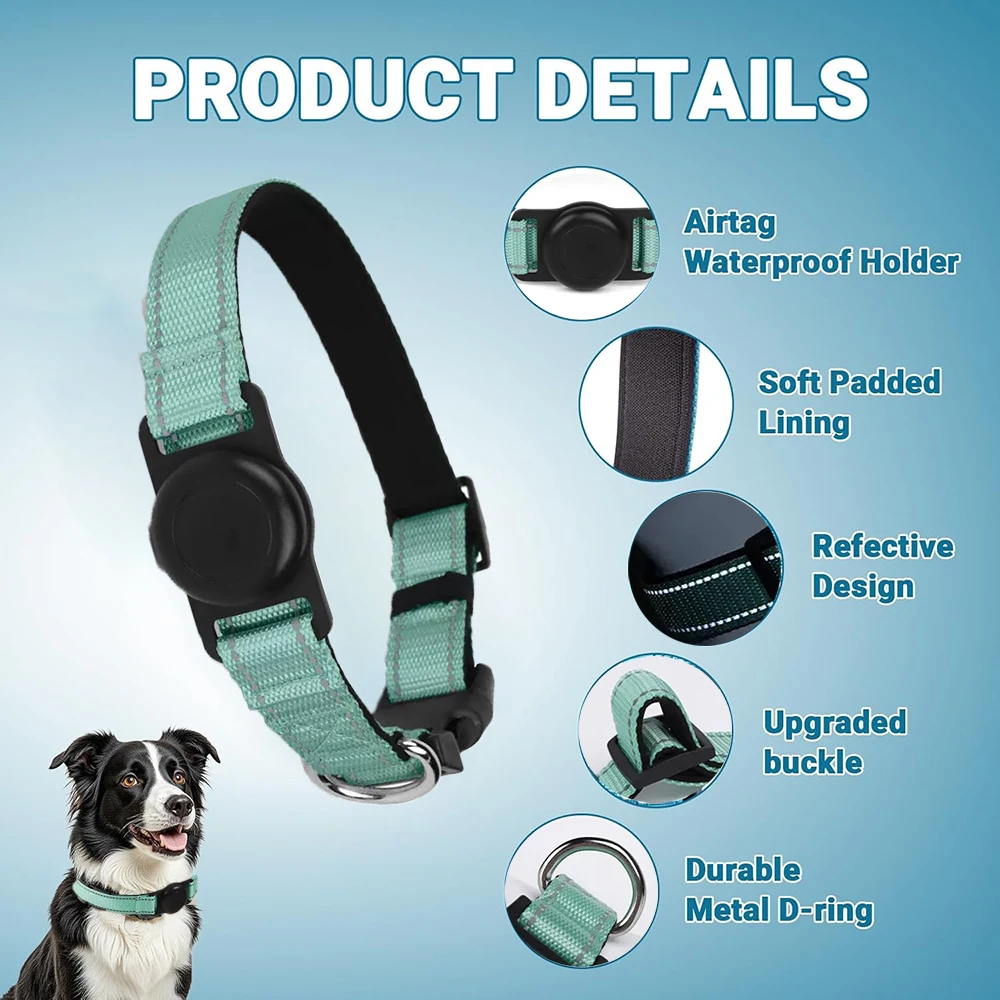 Coleira para Cães de Nylon Ajustável Refletiva com Argola D - Imagem 2