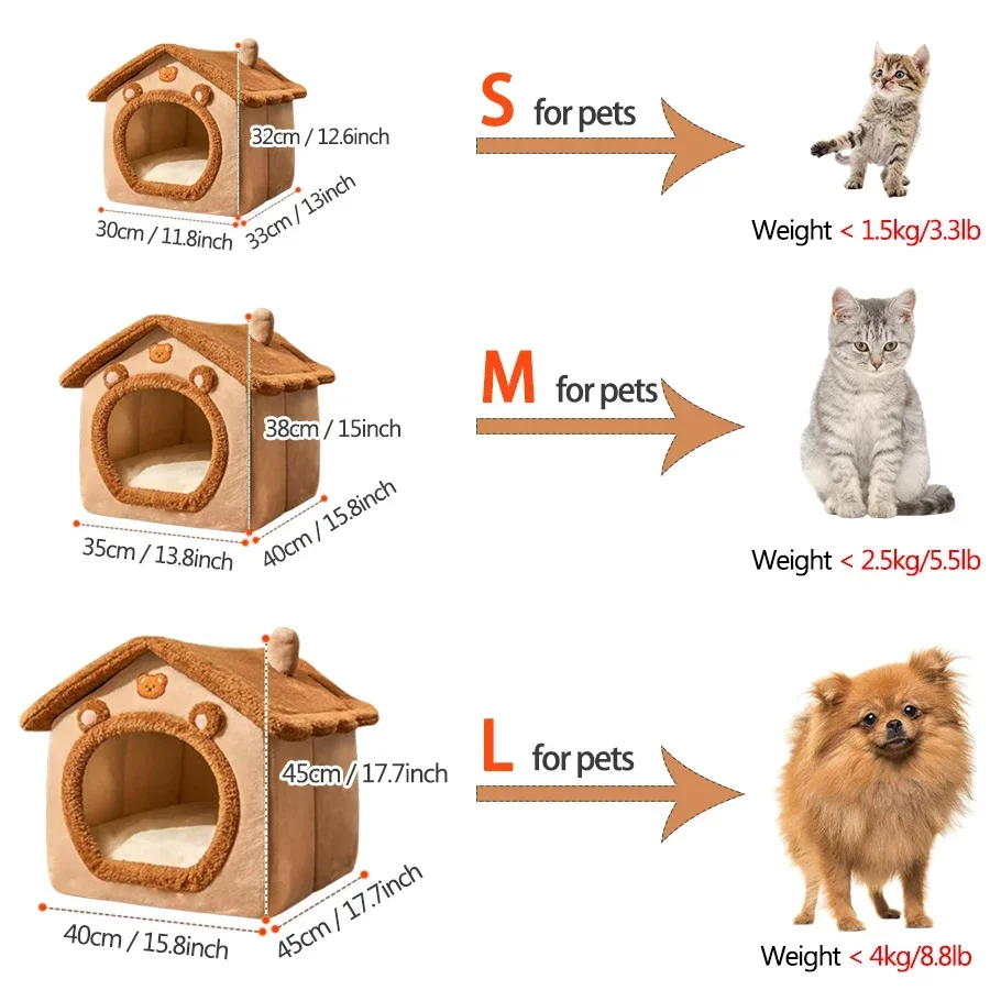 Casa Dobrável para Cães e Gatos Pequenos Removível e Lavável - Imagem 2