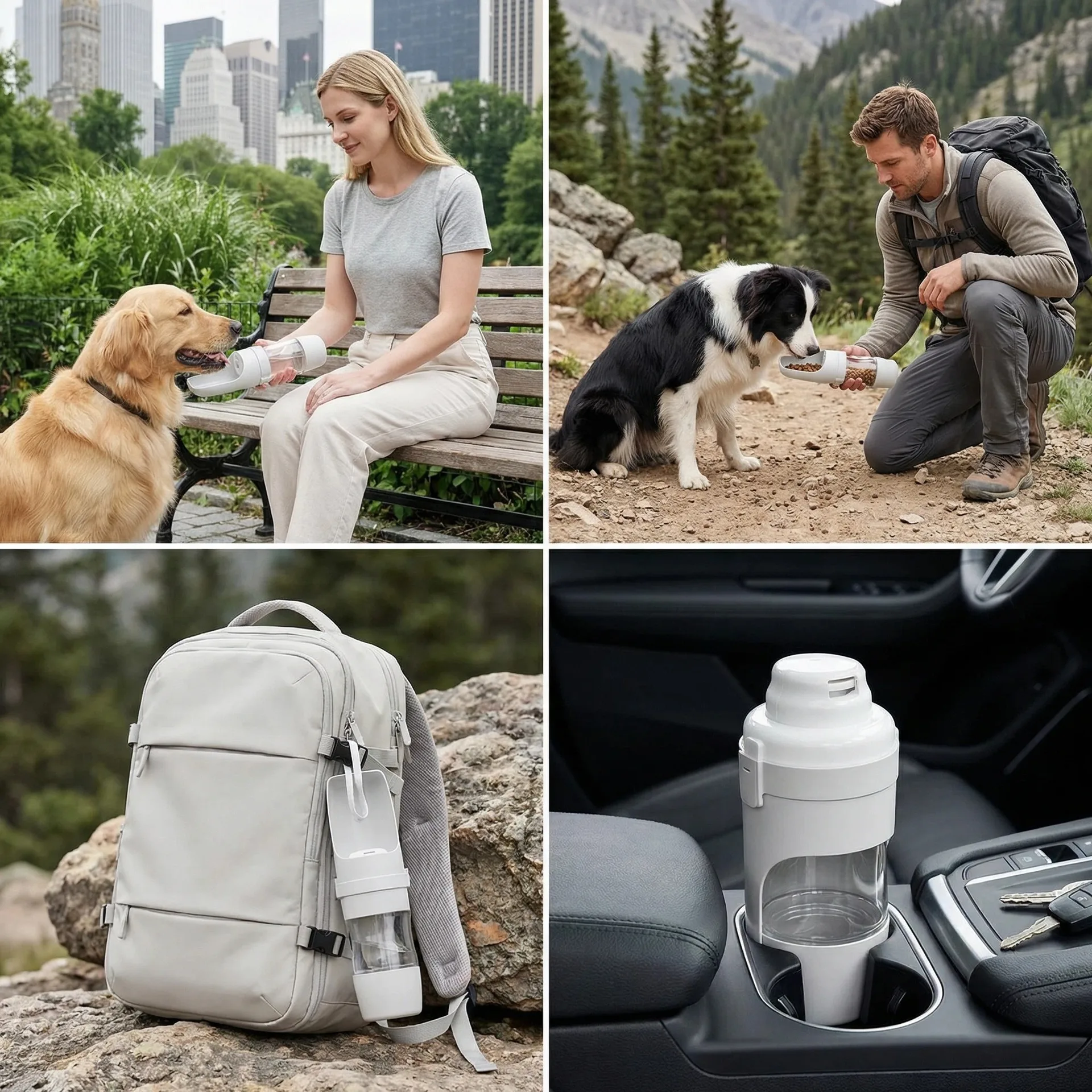 Garrafa de Viagem para Pets Dupla com Dispensador de Água e Ração - Imagem 5
