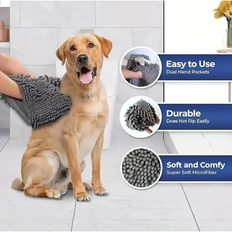 Toalha Super Absorvente para Cães e Gatos de Secagem Rápida - Imagem 2