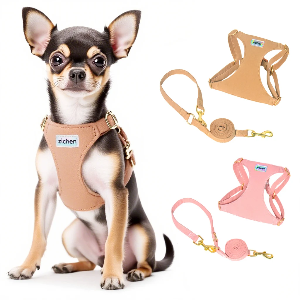 conjunto peitoral e coleira para cães pequenos