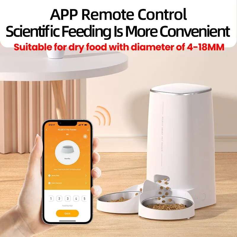 Rojeco Alimentador Automático para Gatos com Controle Remoto Wi-Fi - Image 3