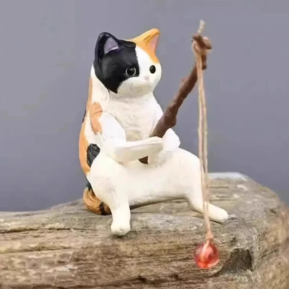 Estatueta de Gatinho Pescador para Aquário ou Terrário Decorativo - Imagem 6