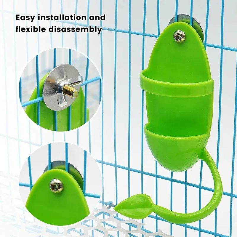 Comedouro para Pássaros de Plástico Verde com Encaixe na Gaiola - Imagem 3