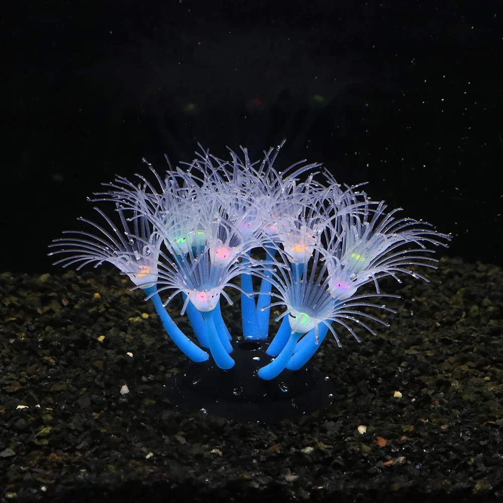 Planta Girassol Coral Artificial para Aquário de Silicone Fluorescente - Imagem 5
