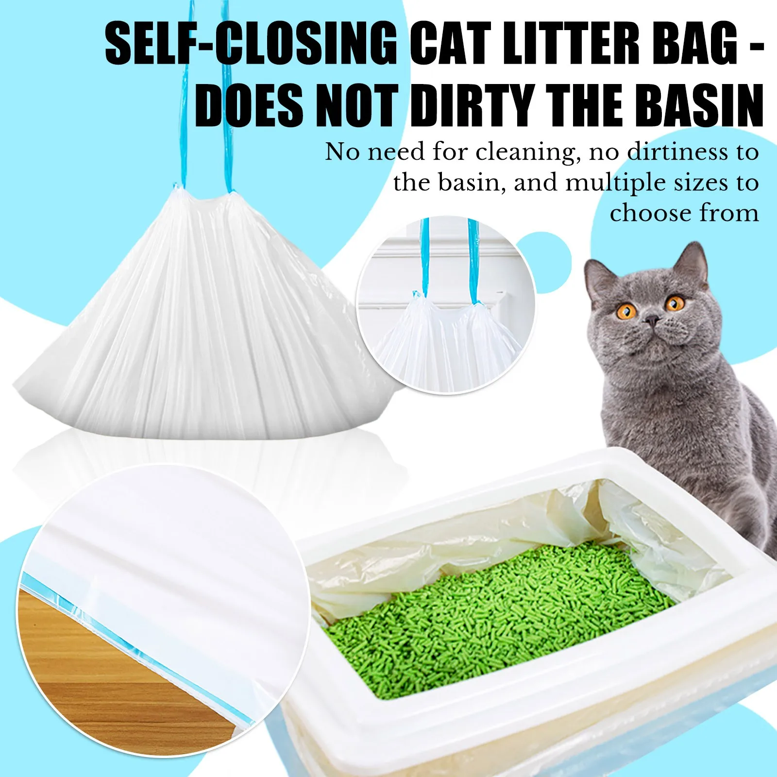 sacos de areia descartáveis para gatos com cordão