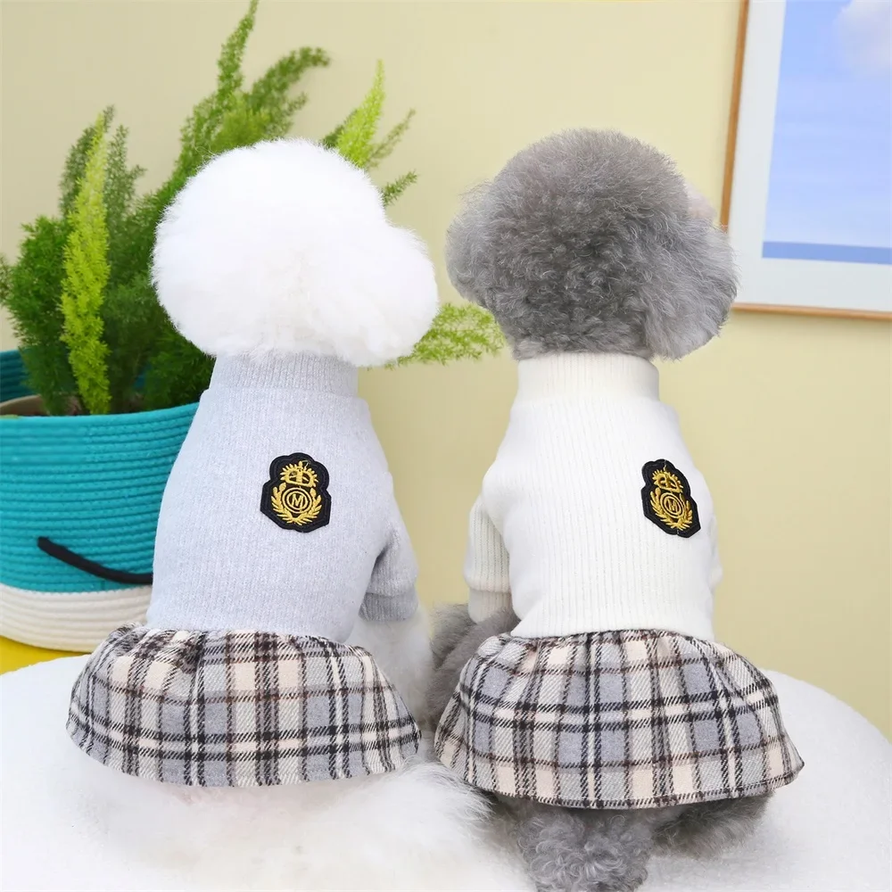Vestido Xadrez Princesa para Cães Pequenos de Outono Inverno - Imagem 2