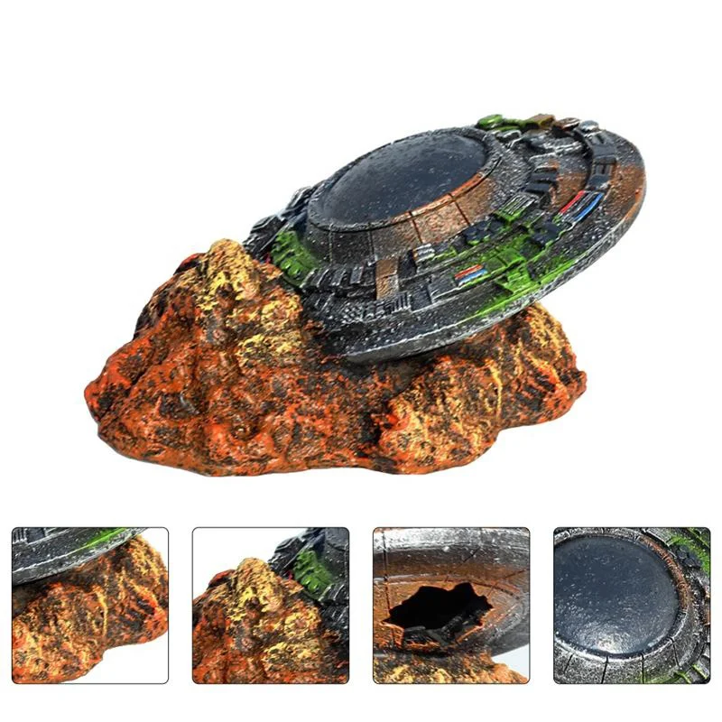 Ornamento de Aquário Nave Espacial em Resina 15,5 cm Fácil de Limpar - Imagem 3