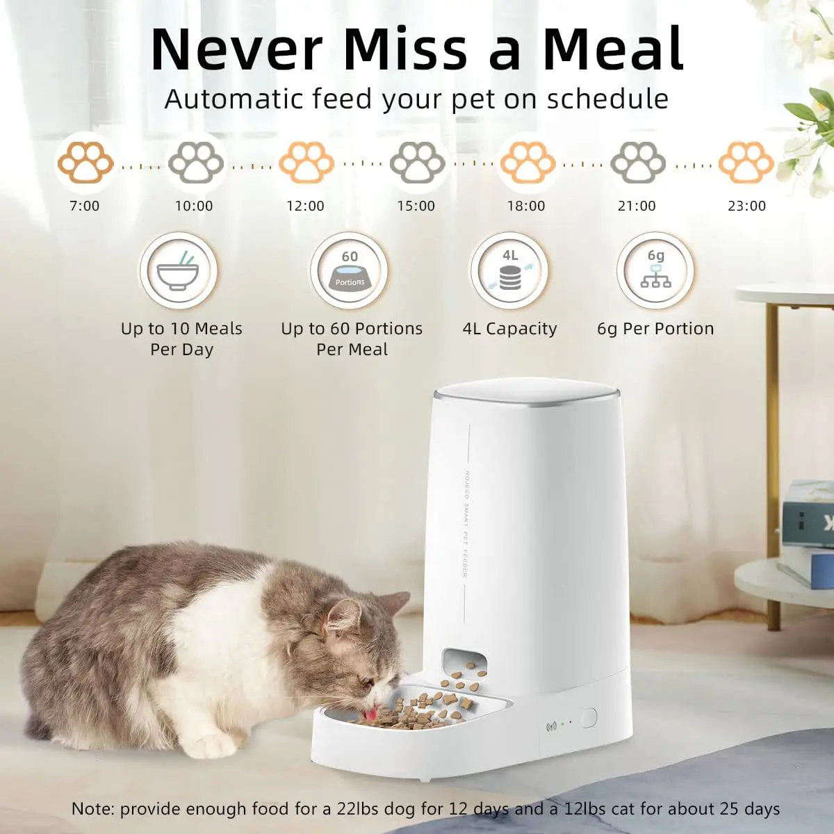 Alimentador Automático Wi-Fi para Cães e Gatos Ração Seca 4-12mm - Image 2