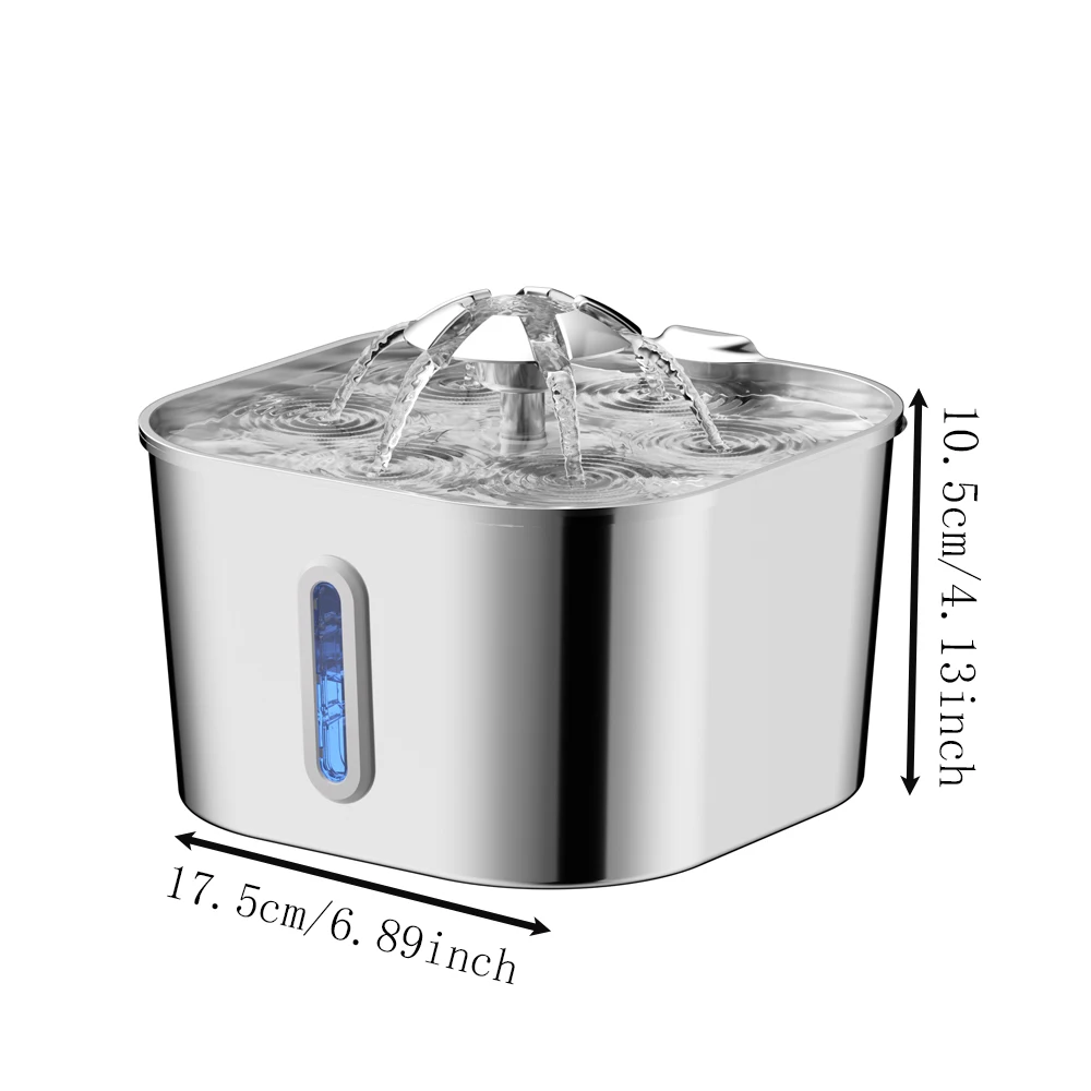 Fonte Automática para Gatos 2,2 L Aço Inoxidável com Bomba Silenciosa - Imagem 2