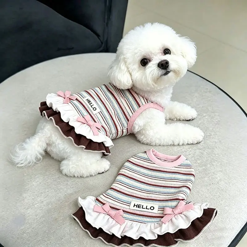Vestido Listrado para Cães e Gatos de 7kg a 9kg, Estilo Confortável - Image 5