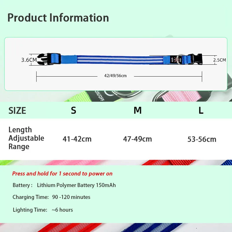 Coleira LED para Cães Recarregável USB com Faixa Refletiva - Imagem 6