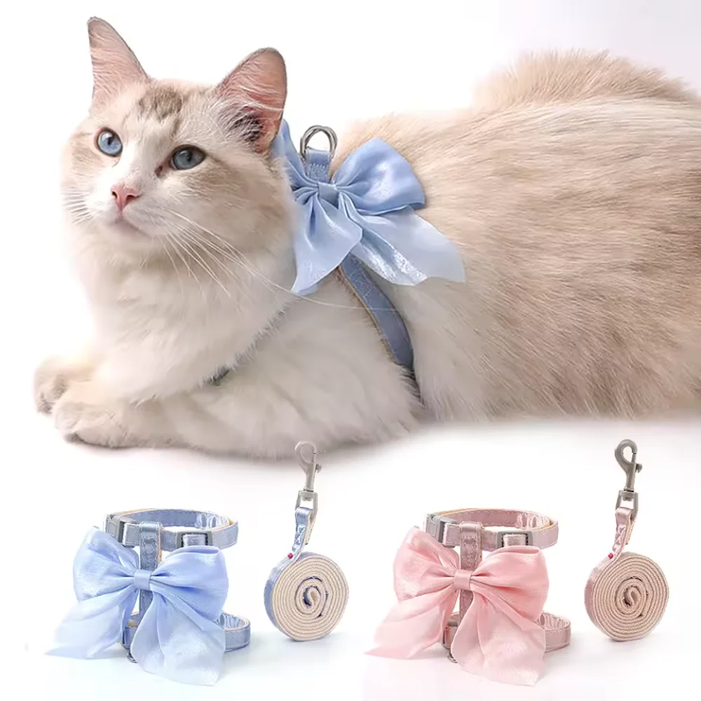 Conjunto Peitoral e Guia para Gatos e Cães Pequenos com Laço Ajustável - Imagem 2