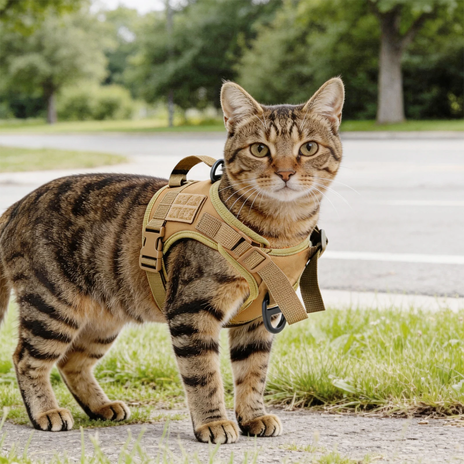 Colete Tático para Gatos e Cães Pequenos Ajustável com Alça de Malha Macia - Imagem 6