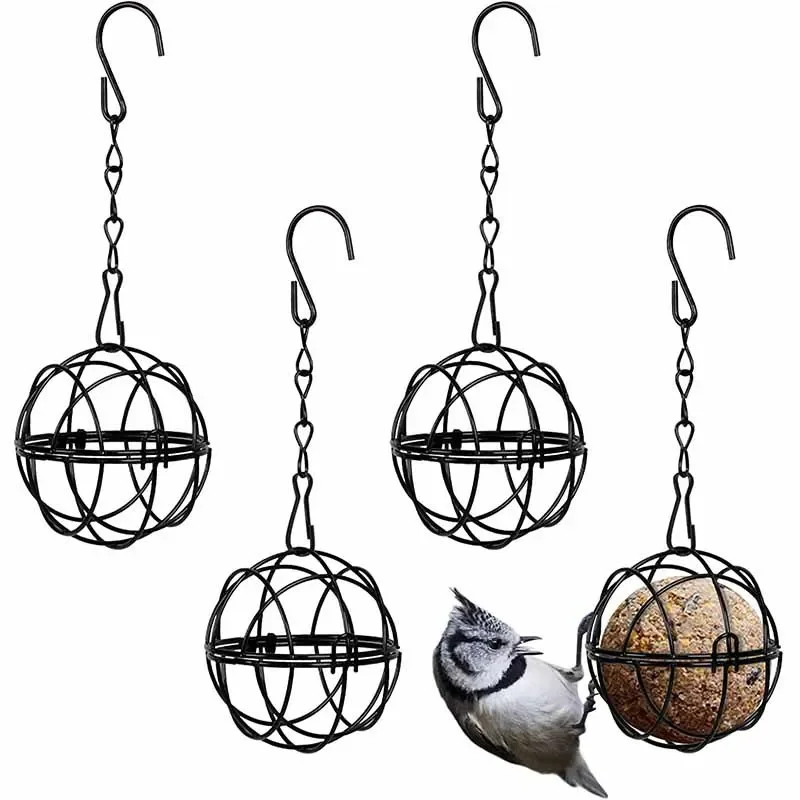 Comedouro Bola de Metal para Pássaros com Corrente Fácil de Pendurar - Imagem 2