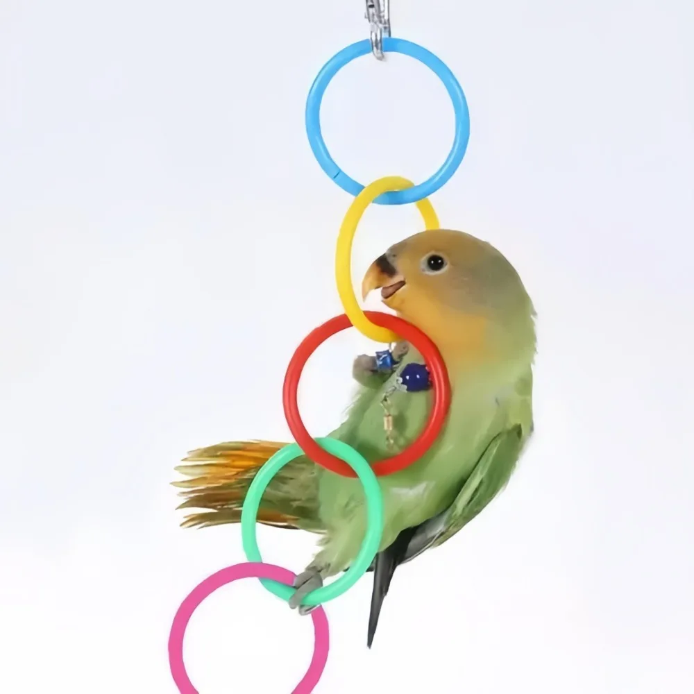Brinquedo de Argola para Pássaros de Plástico Colorido para Gaiola - Imagem 2