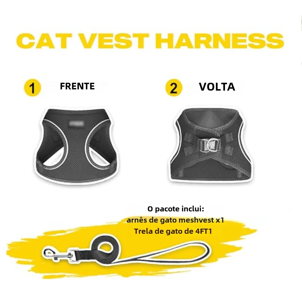 Coleira Peitoral Ajustável para Cães Pequenos e Gatos com Guia - Imagem 6