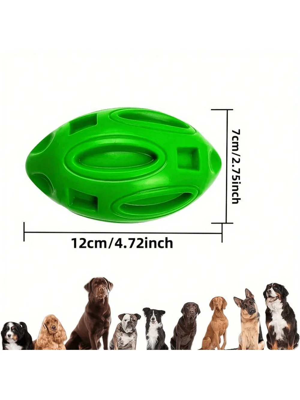 Bola Rugby para Cães de Borracha com Som para Mastigadores - Imagem 2
