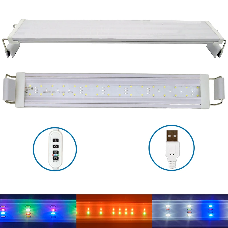 luminária LED USB para aquário com temporizador