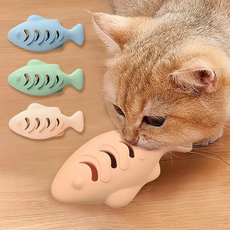 Brinquedo para Gatos Peixe Silicone com Dispensador de Petiscos - Imagem 5