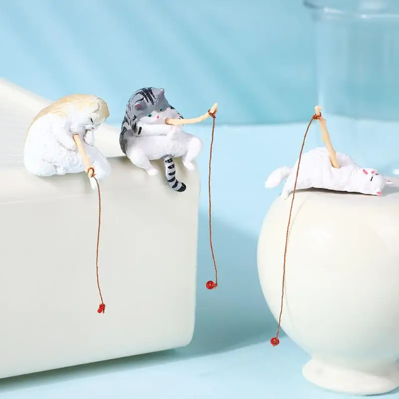 Decoração para Aquário Gato Pescador em PVC com Design Criativo - Image 2