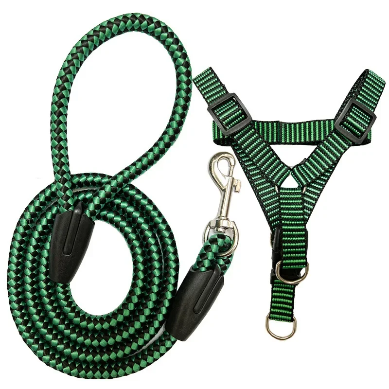 Conjunto Coleira e Guia para Cães Nylon Ajustável para Passeio - Image 2