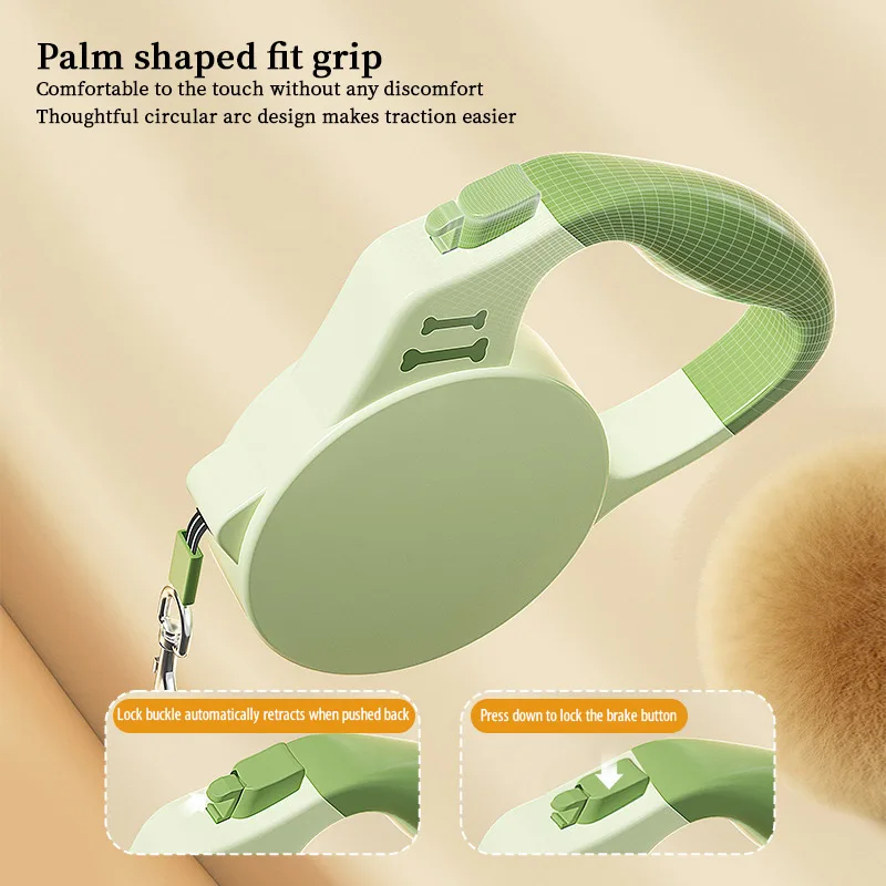 Trela Retrátil Automática para Cães Pequenos e Médios 3m Nylon - Image 5