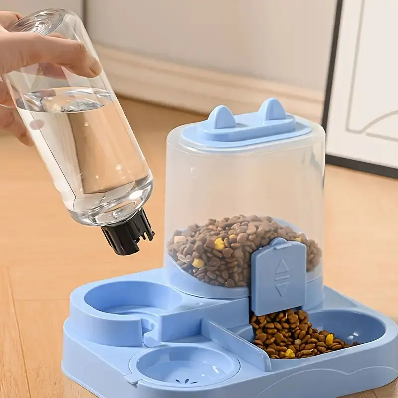 Dispensador de Ração e Água 2 em 1 Amarelo para Cães e Gatos Pequenos - Imagem 5