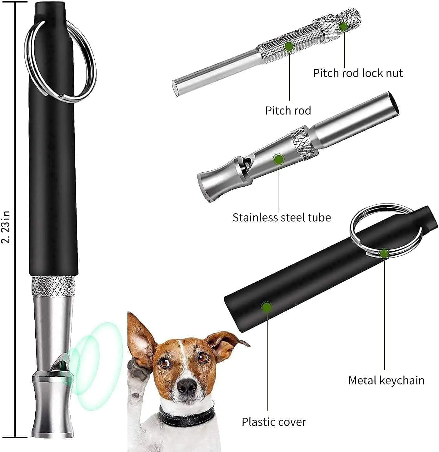 Apito Ultrassônico para Cães de Aço Inoxidável com Cordão - Imagem 3