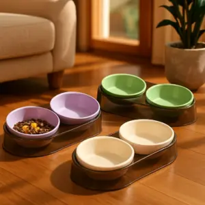 comedouro duplo elevado para cães e gatos pequenos
