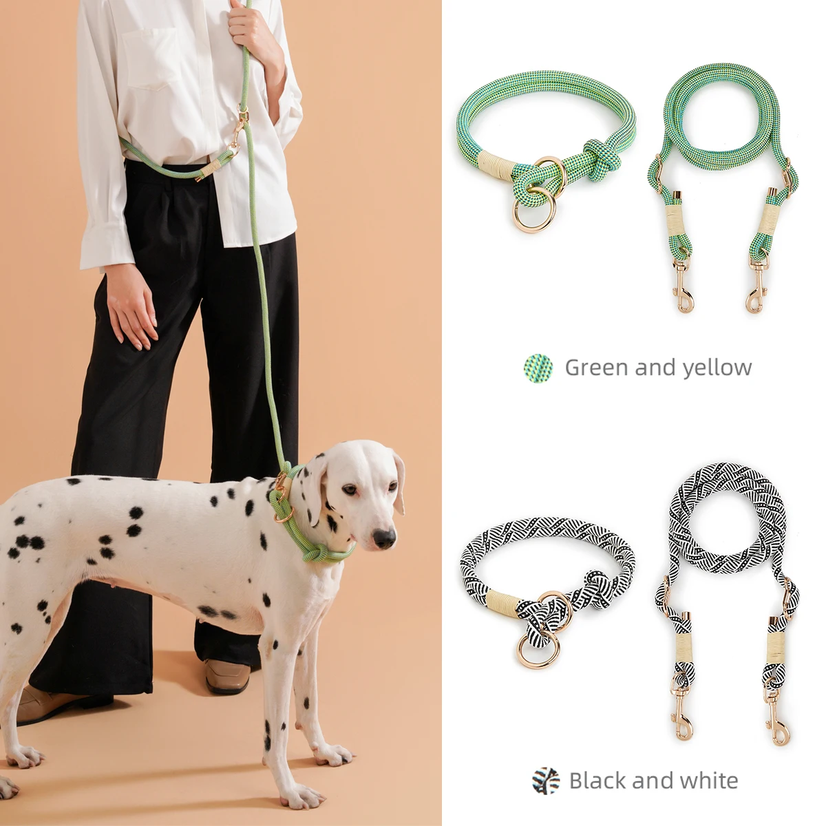 Coleira e Guia para Cães de Nylon com Estampa Listrada - Imagem 6