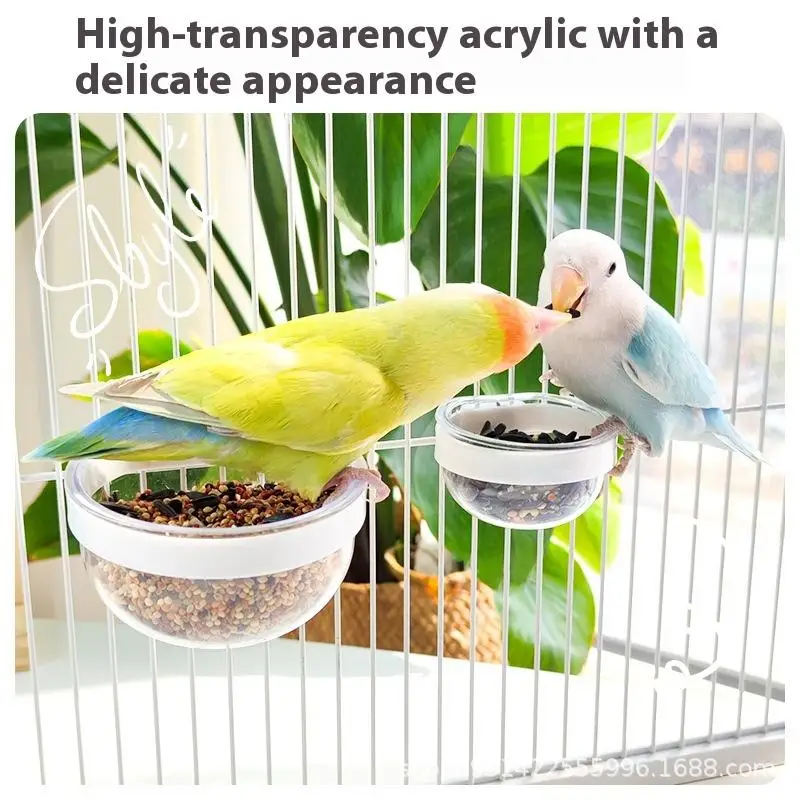 Tigela de Alimentação para Pássaros Plástica Removível Transparente para Gaiola - Imagem 2