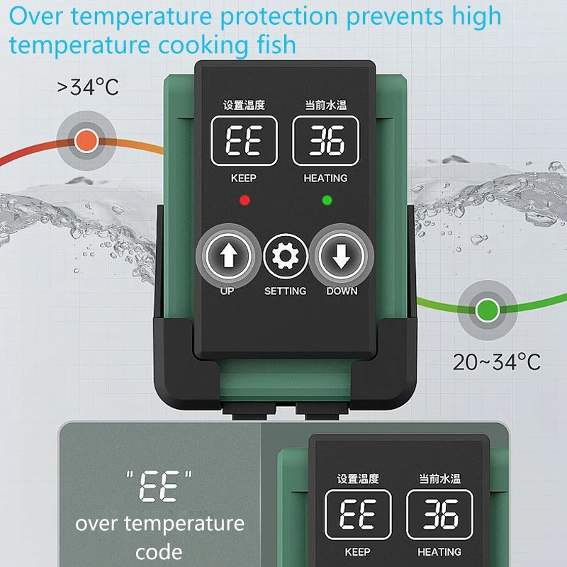 Aquecedor Submersível para Aquário com Display LCD e Temperatura Ajustável - Imagem 3