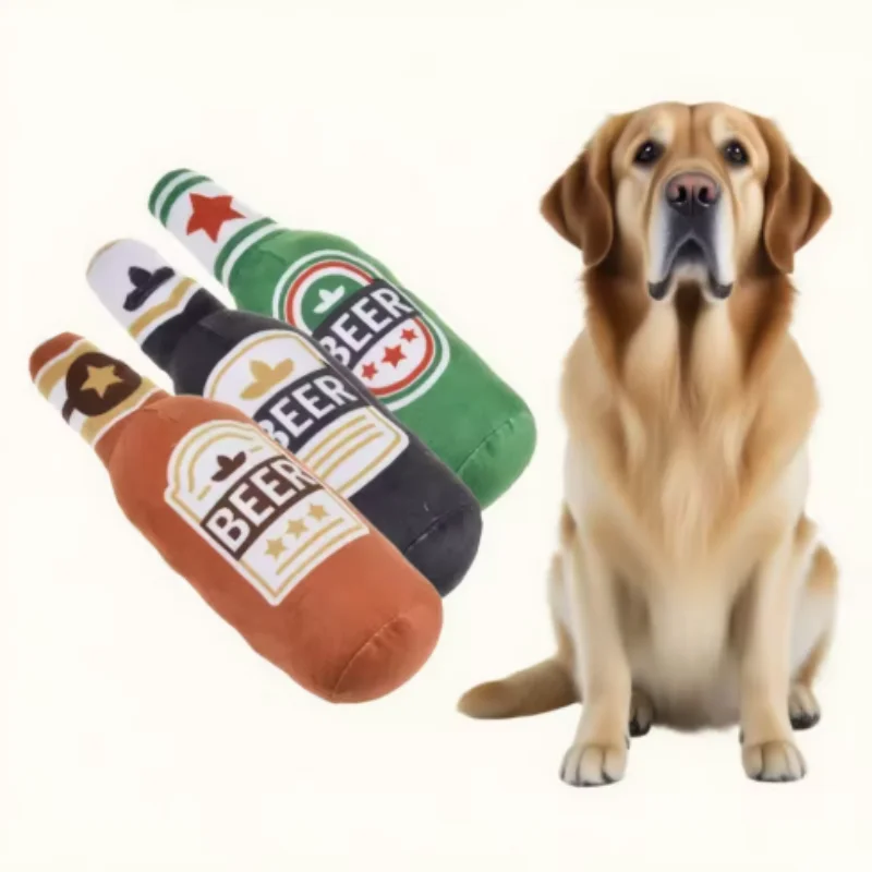 brinquedo de pelúcia garrafa de cerveja para cães