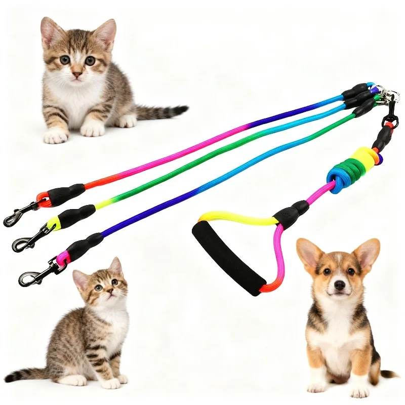 trela nylon arco-íris para cães e gatos
