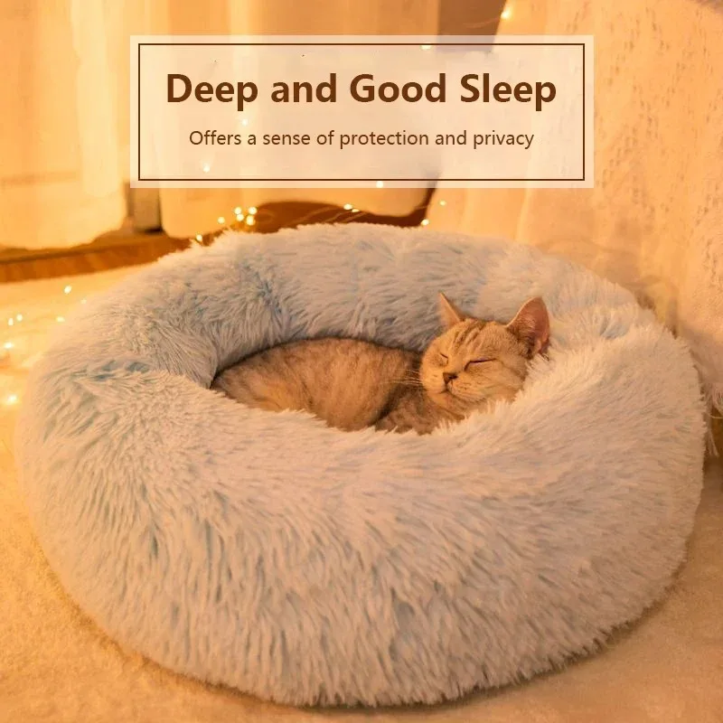 Cama Ninho Redonda para Cães e Gatos de Pelúcia Lavável - Image 4