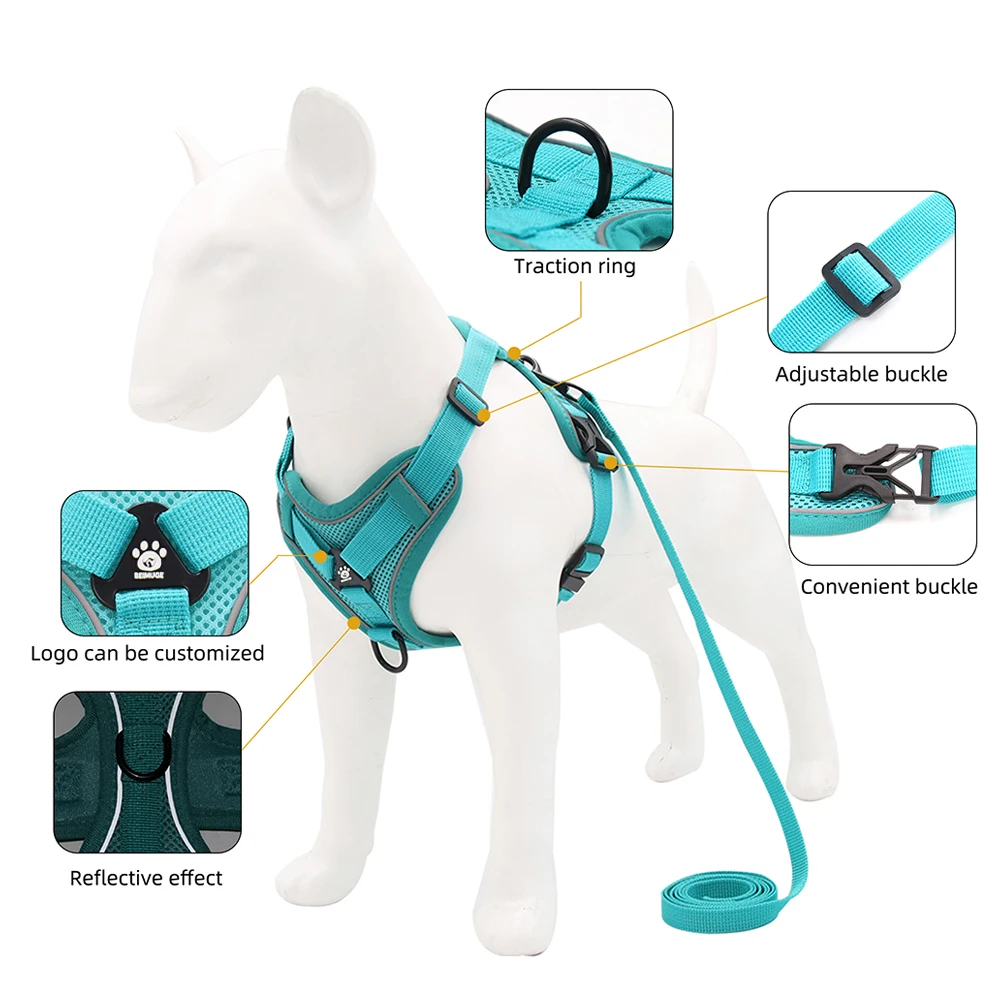 Conjunto Peitoral e Guia para Cães e Gatos Pequenos com Faixa Refletiva - Imagem 3