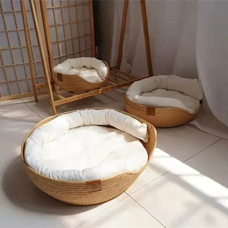 Cama Sofá para Gatos e Cães de Bambu com Almofada Removível - Image 4