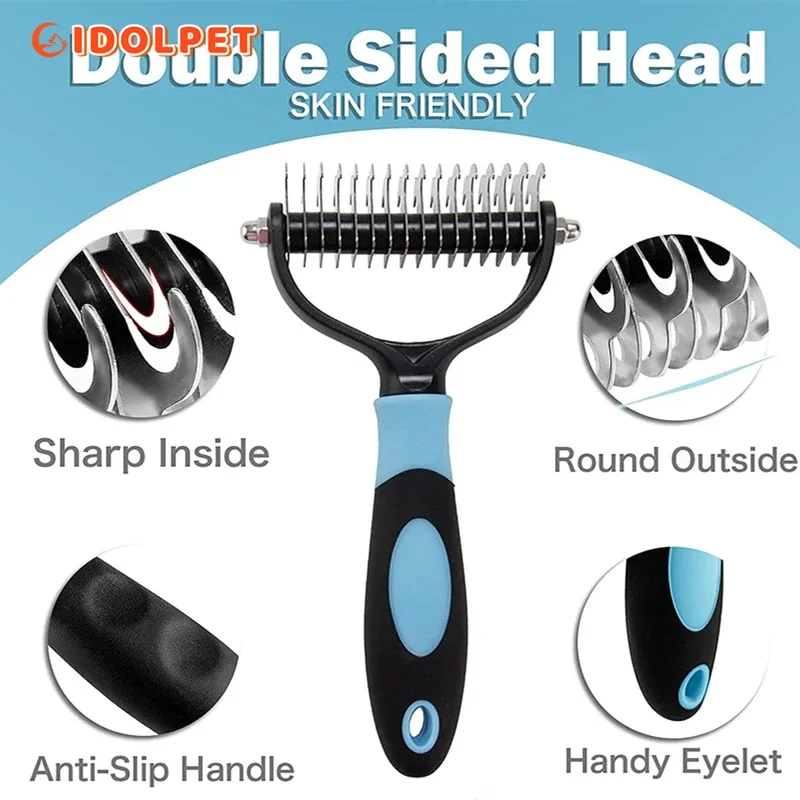 Escova para Cães e Gatos com 2 Lados de Dentes de Aço Inox - Imagem 2
