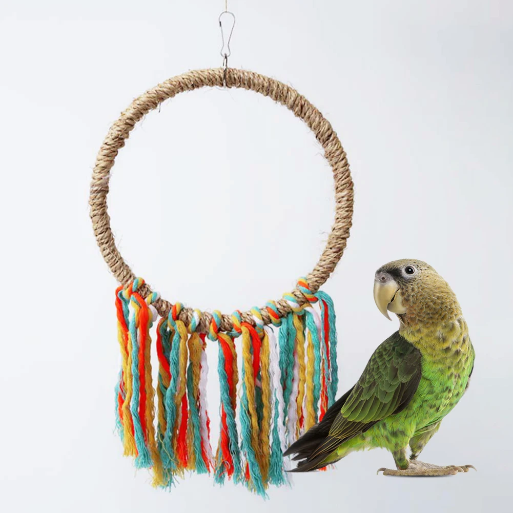Brinquedo Argola de Algodão para Pássaros, 14 cm, para Pendurar na Gaiola - Imagem 4